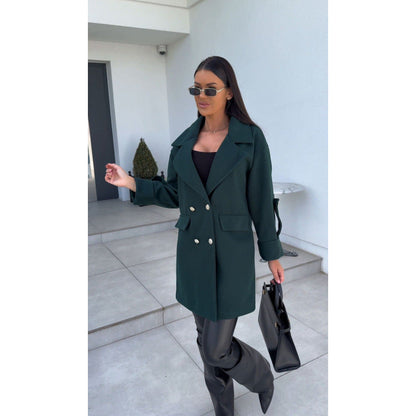 Women's fashionable oversized cotton blazer with double button placket and practical pockets NOVAE