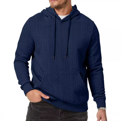 Men's hooded sweatshirt with textured cable knit pattern NOVAE
