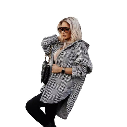 Women's Oversized Shirt Dress in a Modern Check Pattern NOVAE