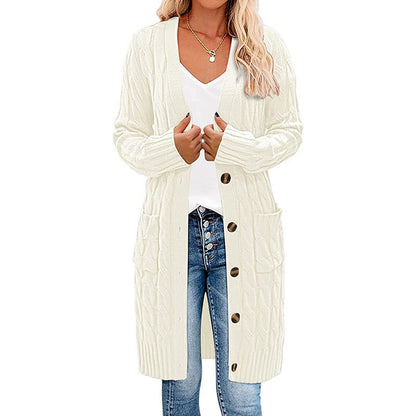 Women's chunky knit cardigan with button detail and deep pockets NOVAE