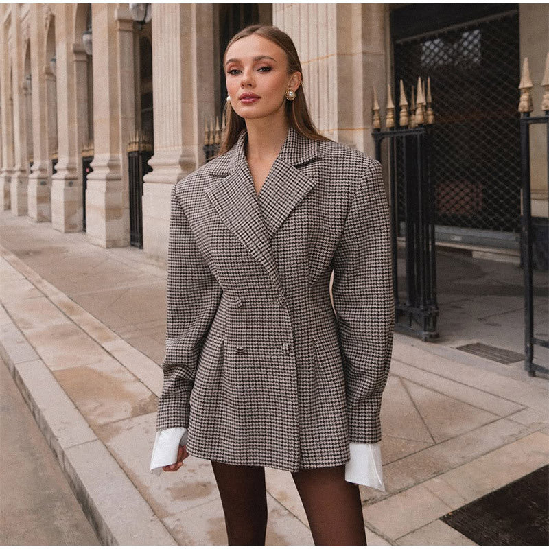 Women's tailored checked blazer jacket NOVAE