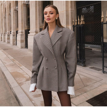 Women's tailored checked blazer jacket NOVAE