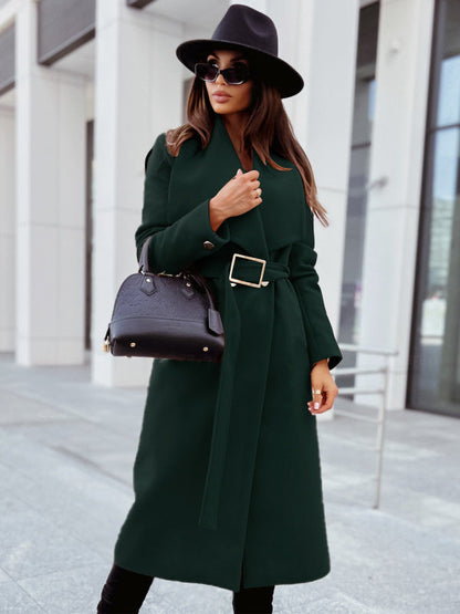 Women's elegant trench coat with wide lapels and adjustable belt NOVAE