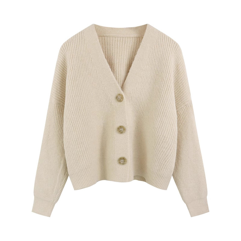 Women's cardigan with V-neck and high-quality button details NOVAE