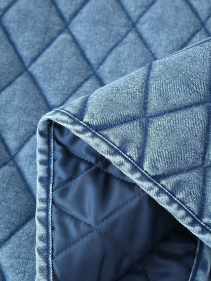 Women's quilted denim jacket with ruffle details and tie closure NOVAE