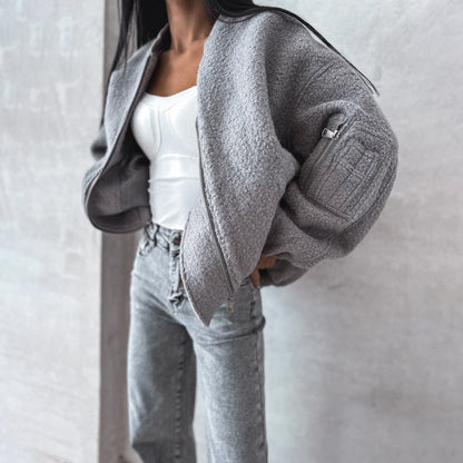 Women's cozy fleece jacket with innovative cut NOVAE