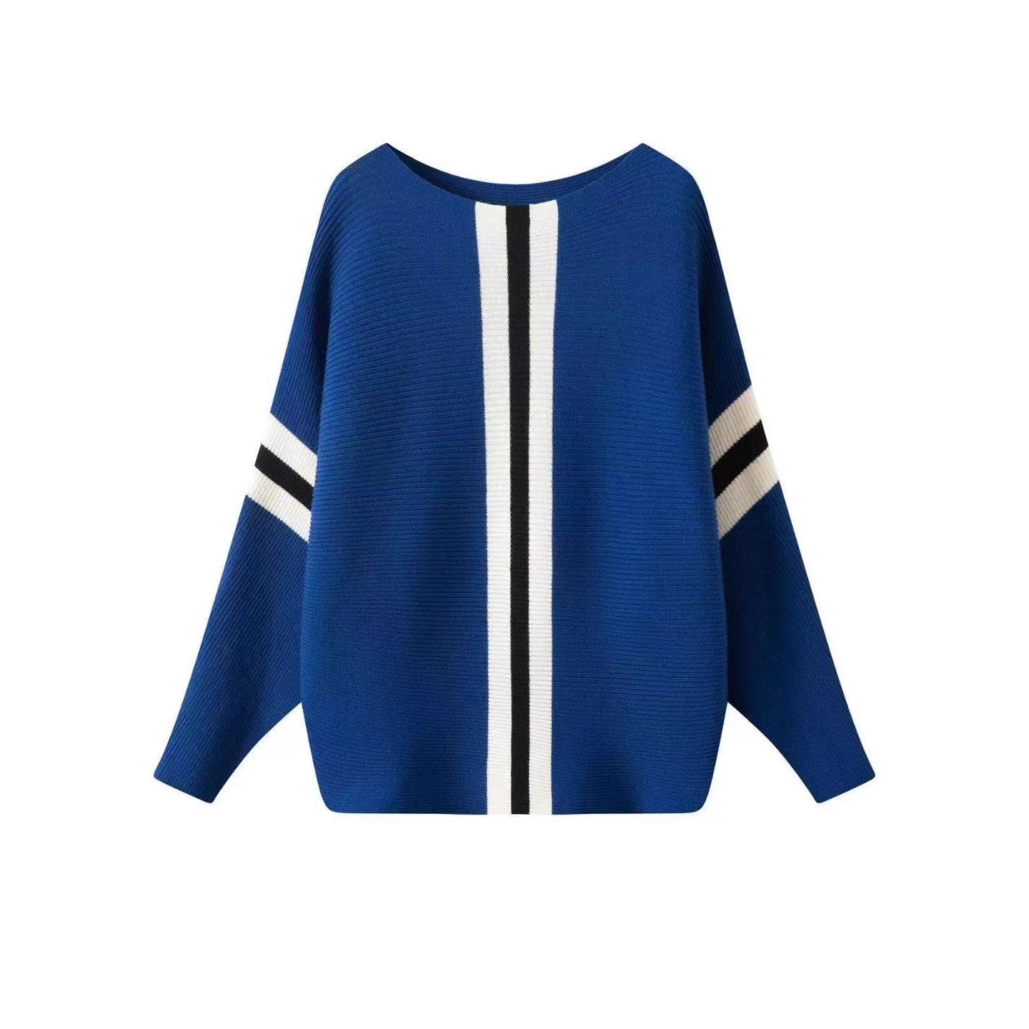 Women's chunky knit sweater with modern stripes NOVAE