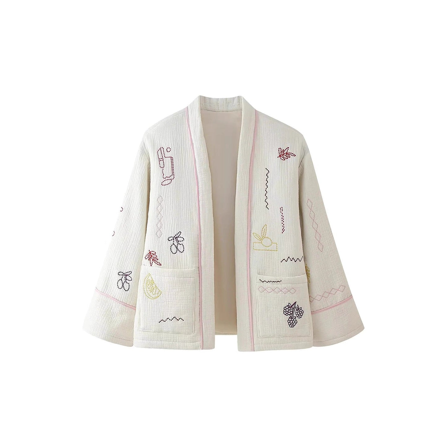 Women's casual kimono jacket with unique embroidery NOVAE