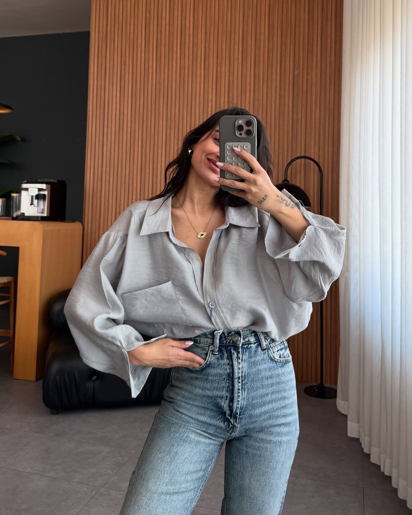 Women's oversized blouse shirt in soft linen fabric NOVAE