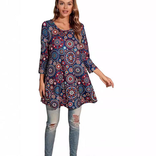 Women's tunic with unique mandala print NOVAE
