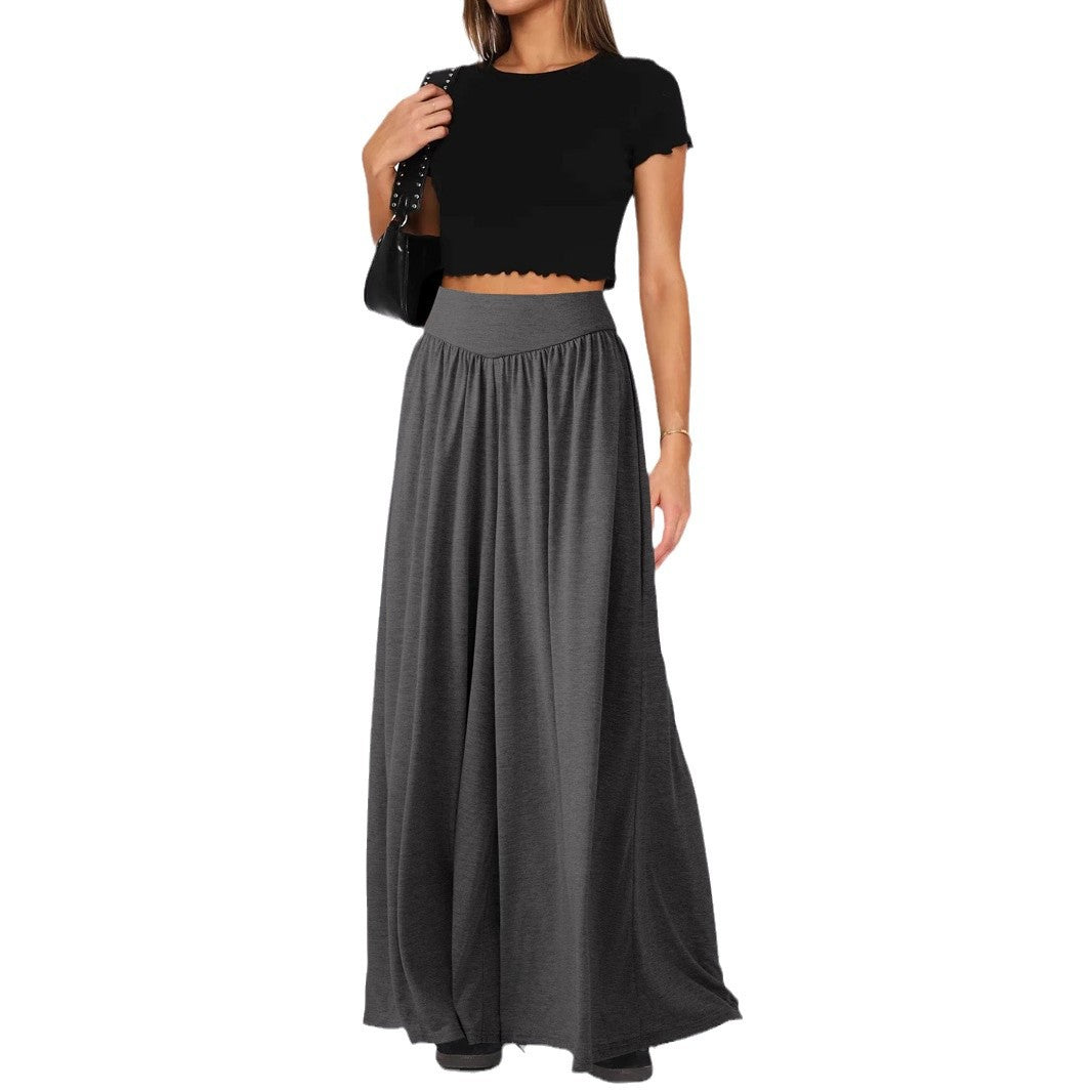 Women's wide-leg jersey trousers with a high waist NOVAE