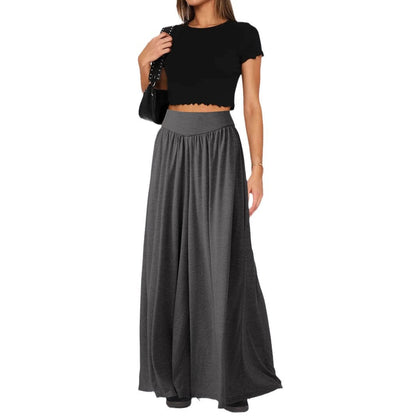 Women's wide-leg jersey trousers with a high waist NOVAE