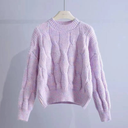 Women's chunky knit sweater with innovative wave pattern NOVAE