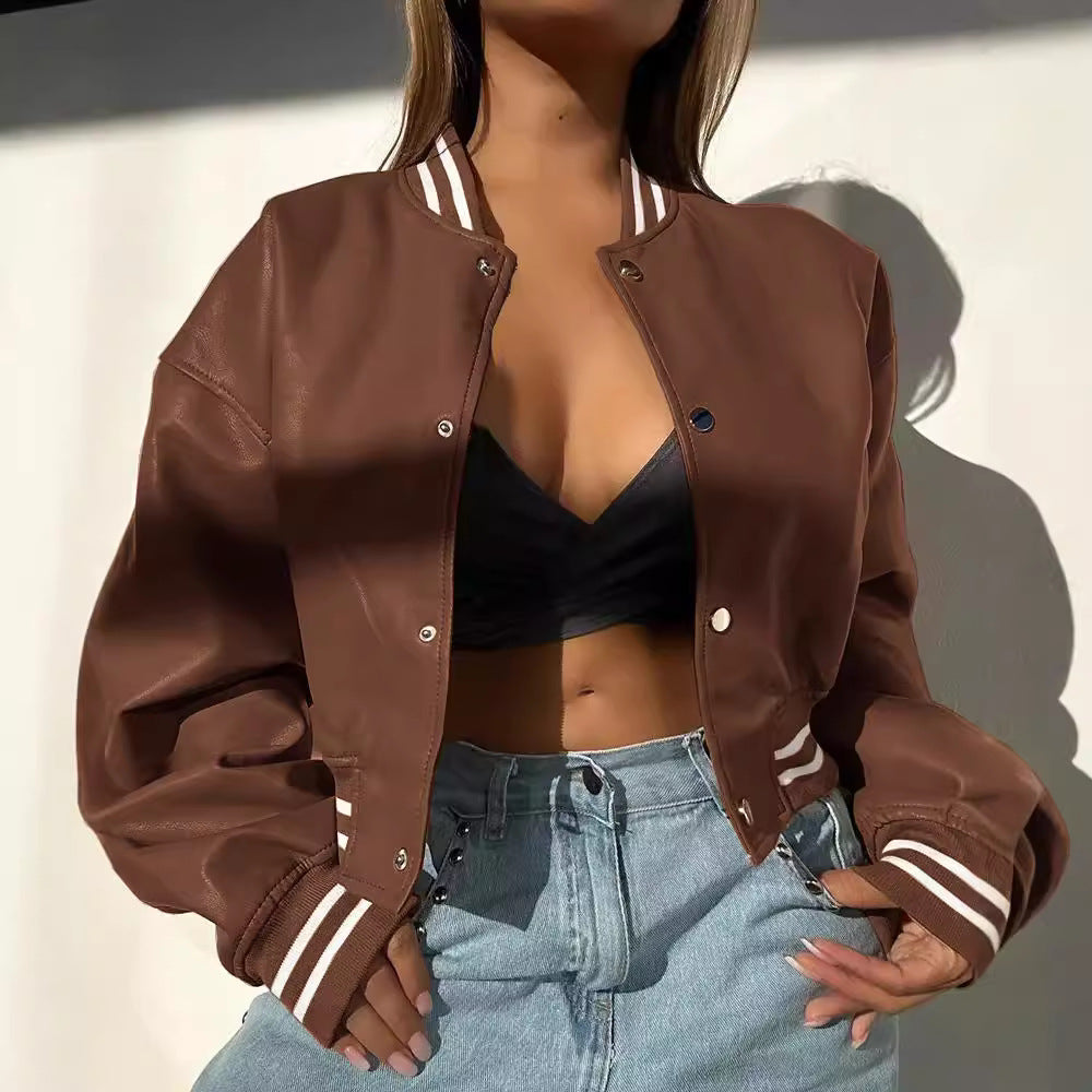 Women's sporty college jacket in a modern design with contrasting stripes NOVAE