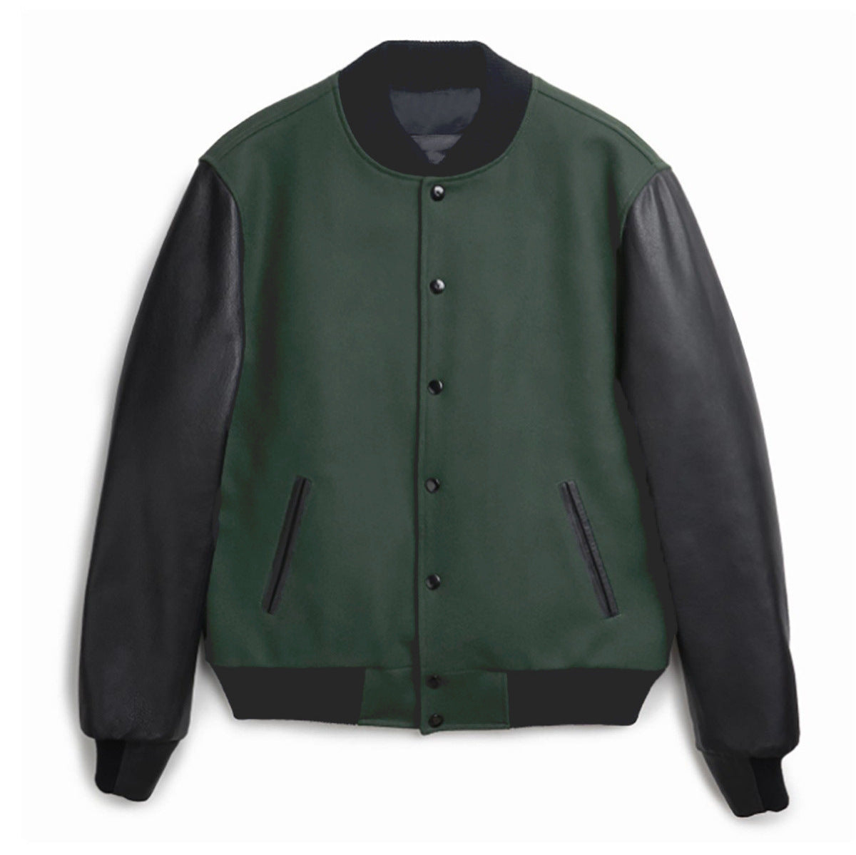 Women's trendy baseball jacket with leather sleeves and practical side pockets NOVAE