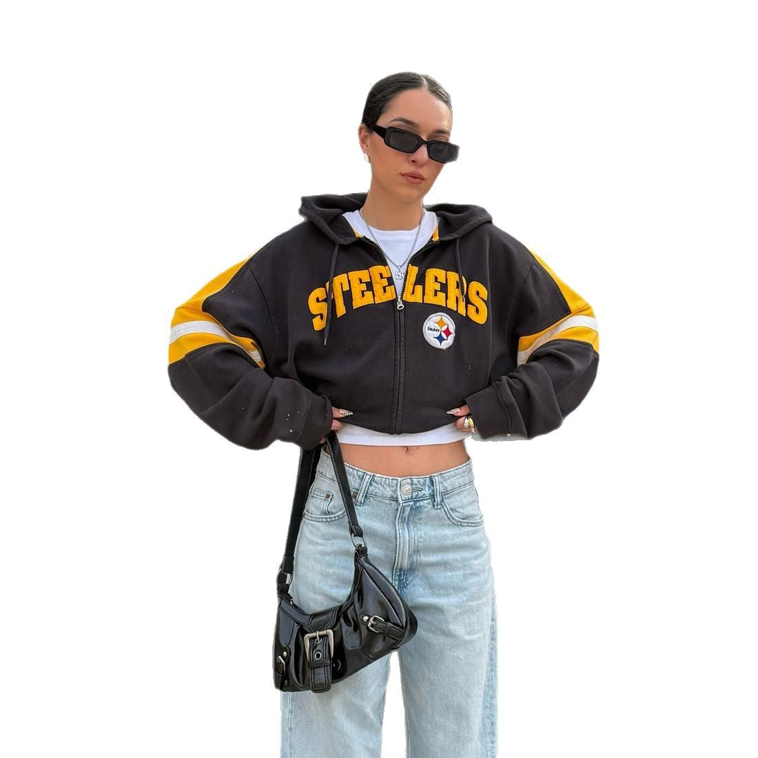 Women's cropped hooded jacket with eye-catching lettering and a relaxed fit NOVAE