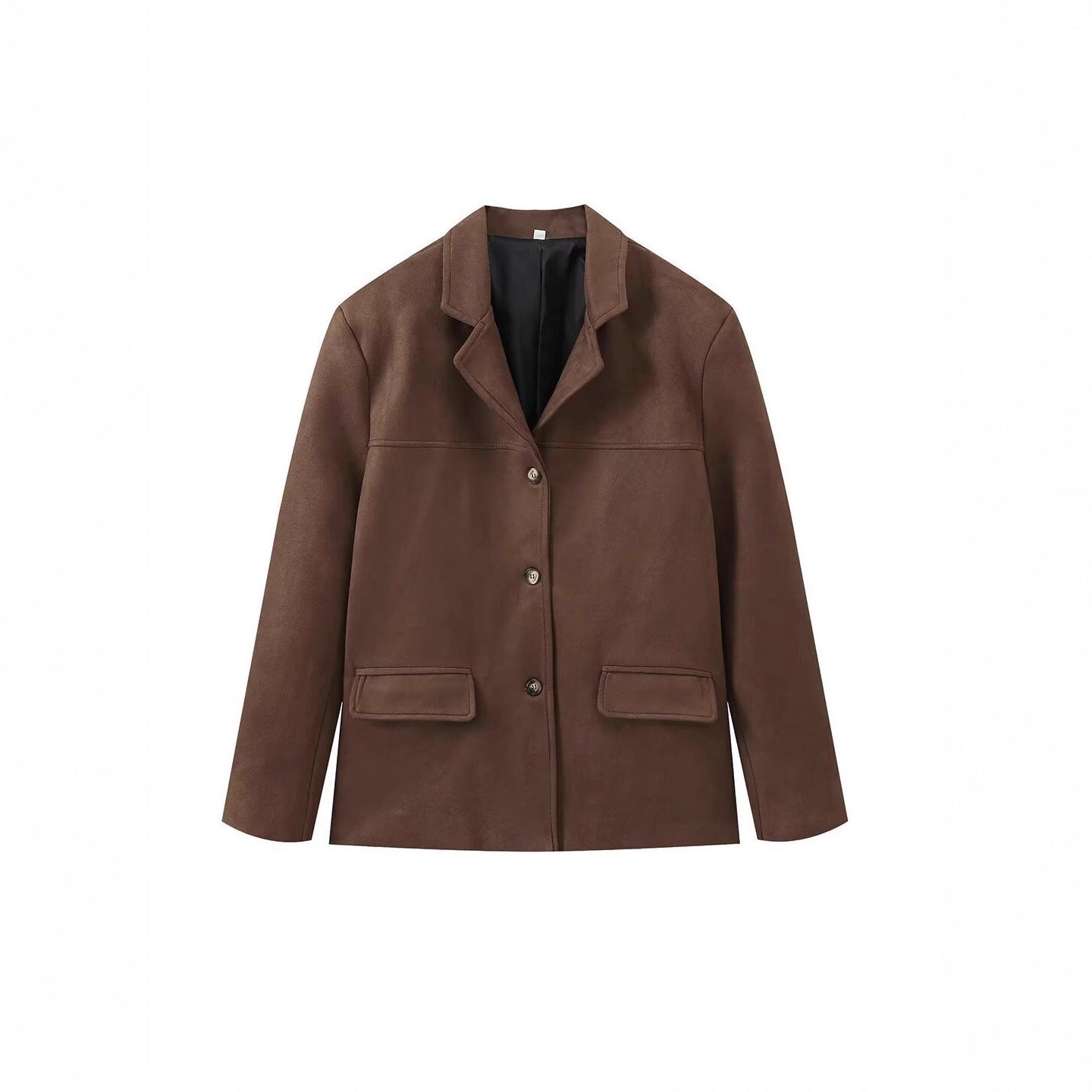 Women's elegant faux leather jacket with patch pockets NOVAE