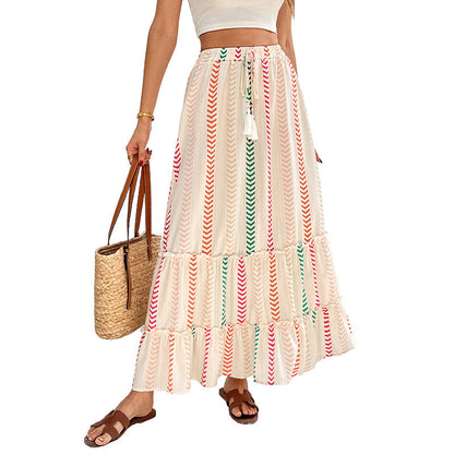 Women's tiered skirt with cheerful ethnic print NOVAE