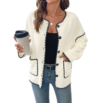 Women's fashionable cardigan with unique contrast stitching NOVAE