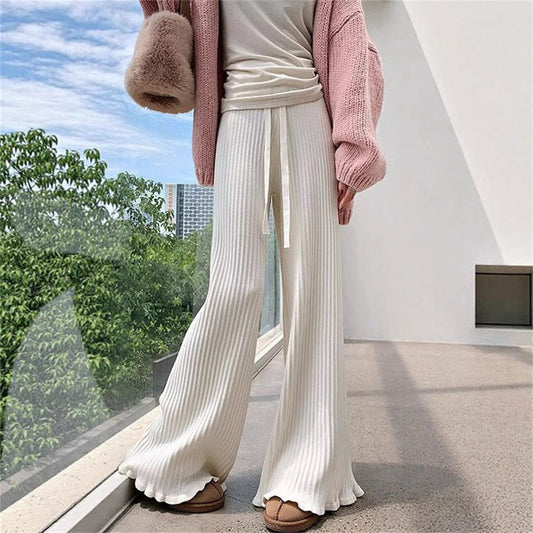 Women's Flowing Knit Trousers with Soft Material and Elegant Hem NOVAE