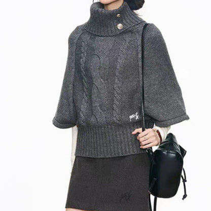Women's knit dress with voluminous sleeves and elegant roll neck NOVAE