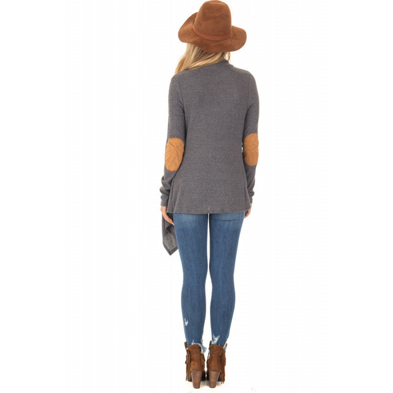 Women's wrap jacket with asymmetrical cut and leather accents NOVAE