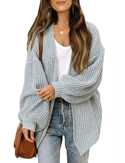 Women's Delicate Chunky Knit Cardigan with Iridescent Sleeves NOVAE