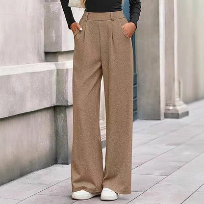 Women's wide-leg trousers with a high waistband and practical side pockets NOVAE