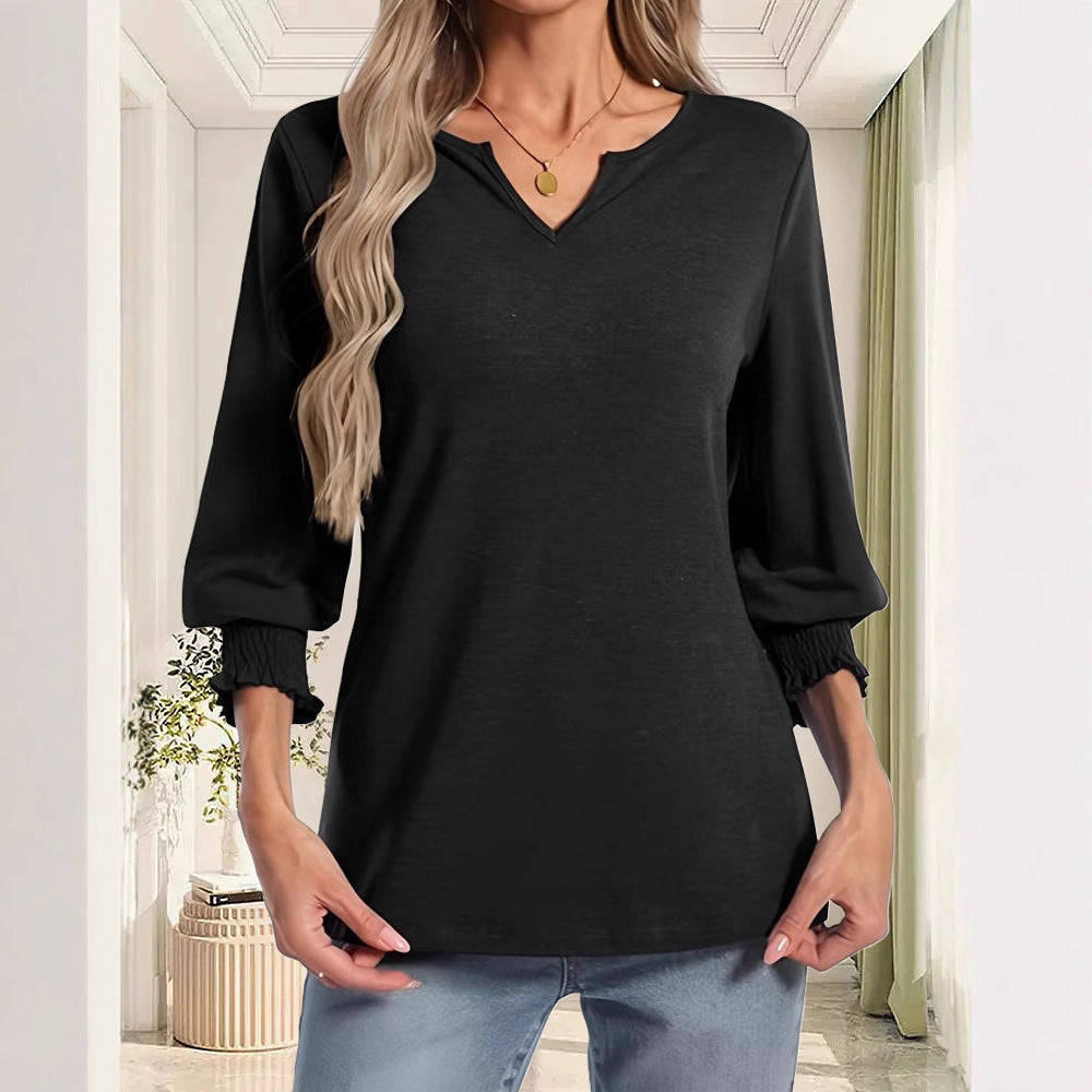 Women's casual blouse shirt with elasticated cuffs NOVAE