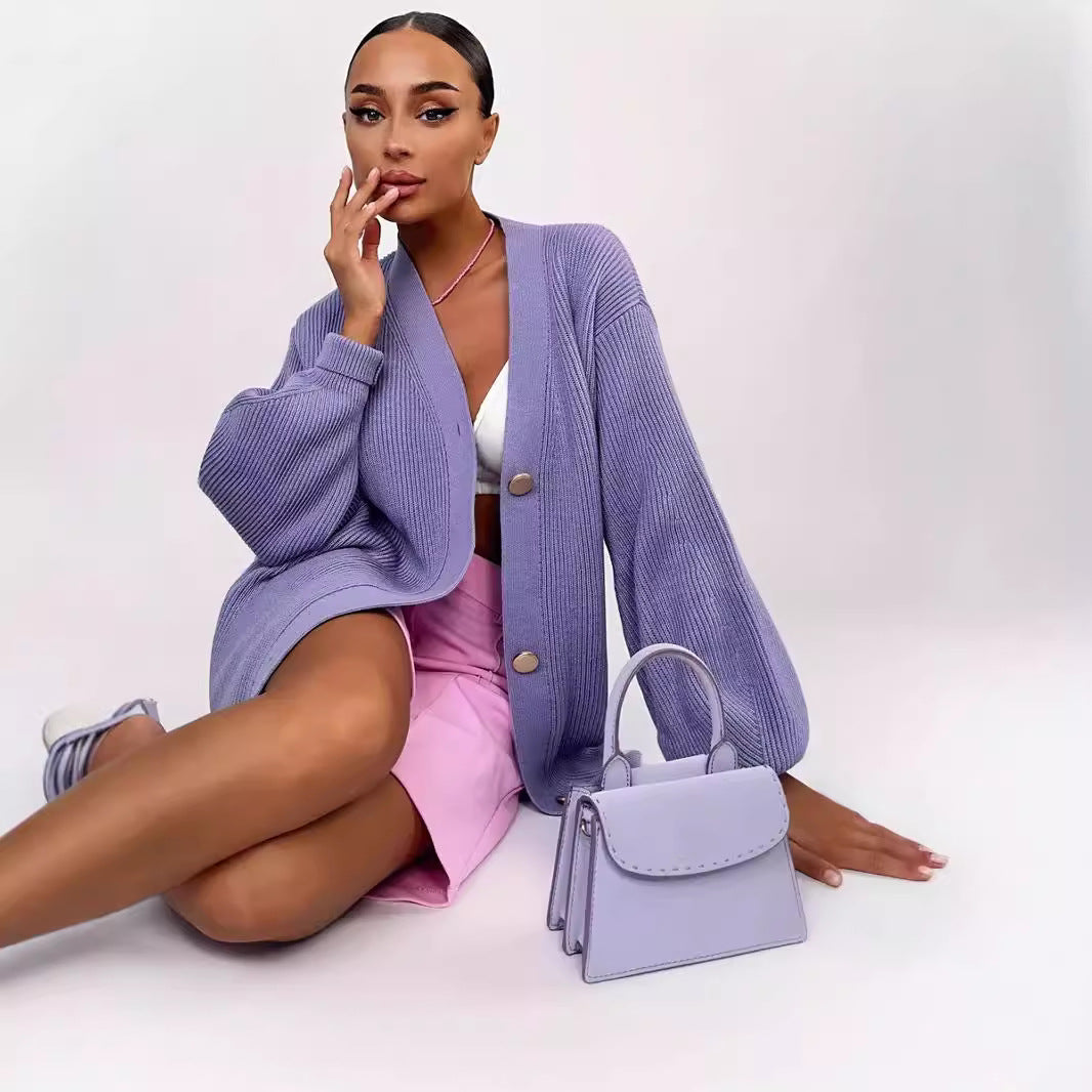 Women's oversized cardigan with decorative buttons NOVAE