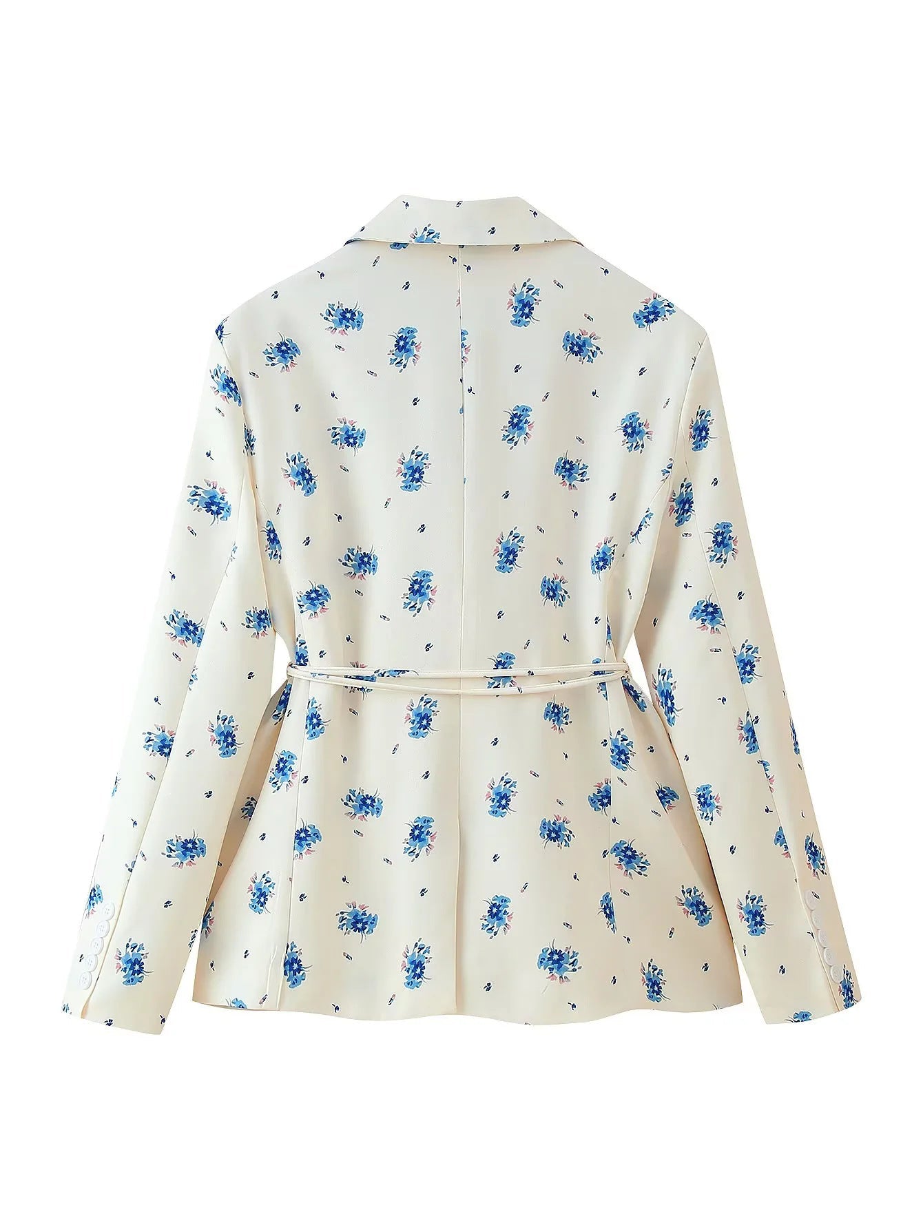 Women's tailored blazer with floral pattern and tie belt NOVAE