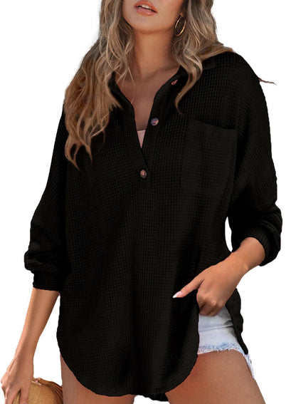 Women's waffle-textured shirt with button details NOVAE