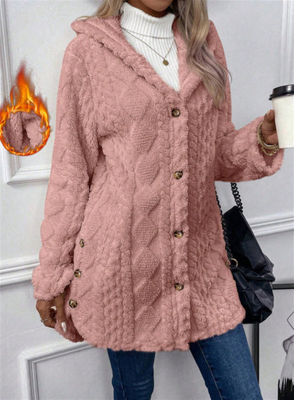 Women's Cozy Teddy Jacket with Button Closure NOVAE