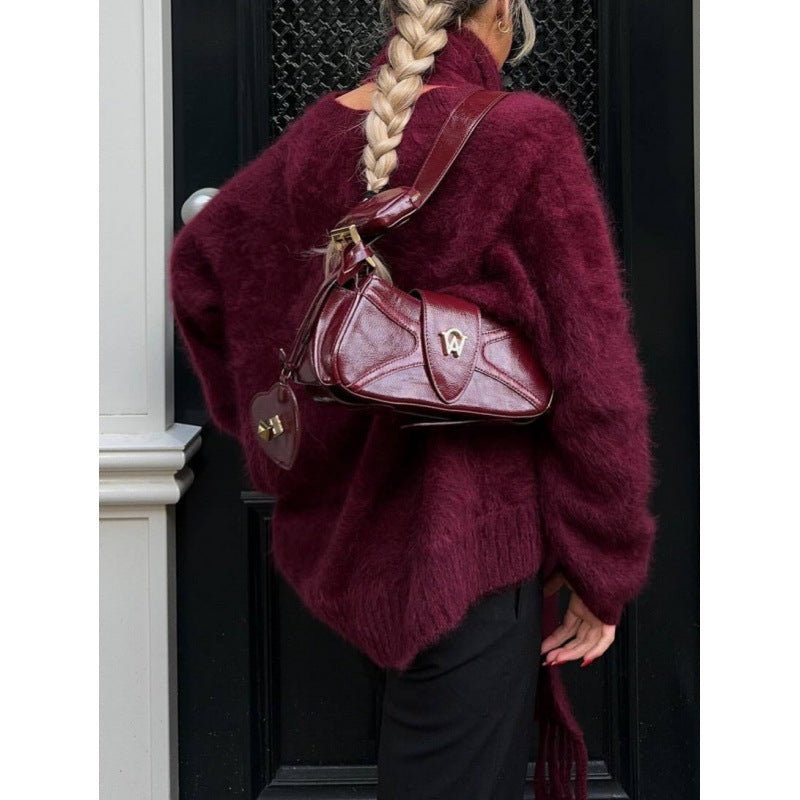 Women's cozy knit sweater with innovative cut NOVAE