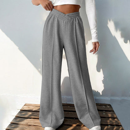 Women's wide-leg leisure trousers with elasticated waistband NOVAE