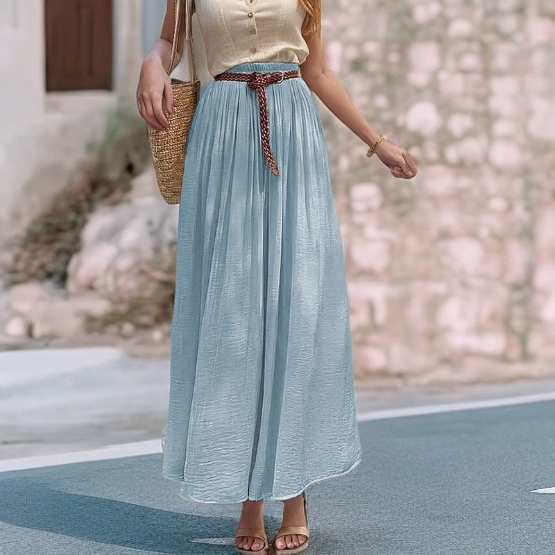 Women's Long Maxi Skirt with Elastic Waistband and Flowing Fabric NOVAE