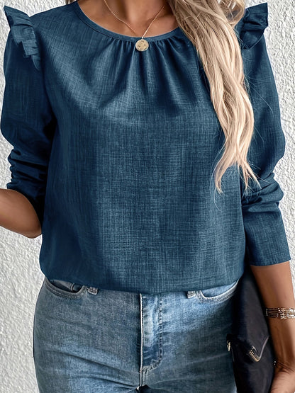 Women's blouse with ruffled sleeves and decorative buttons NOVAE