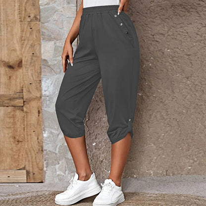 Women's sporty leisure trousers with elasticated waistband and practical side pockets NOVAE