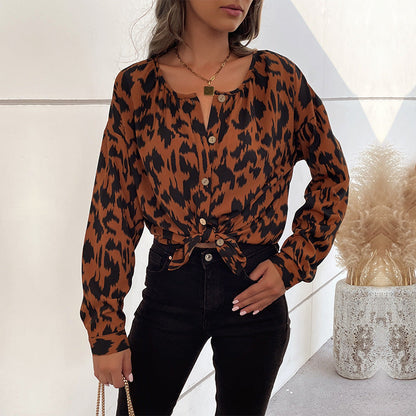 Women's Leopard Print Shirt Blouse NOVAE