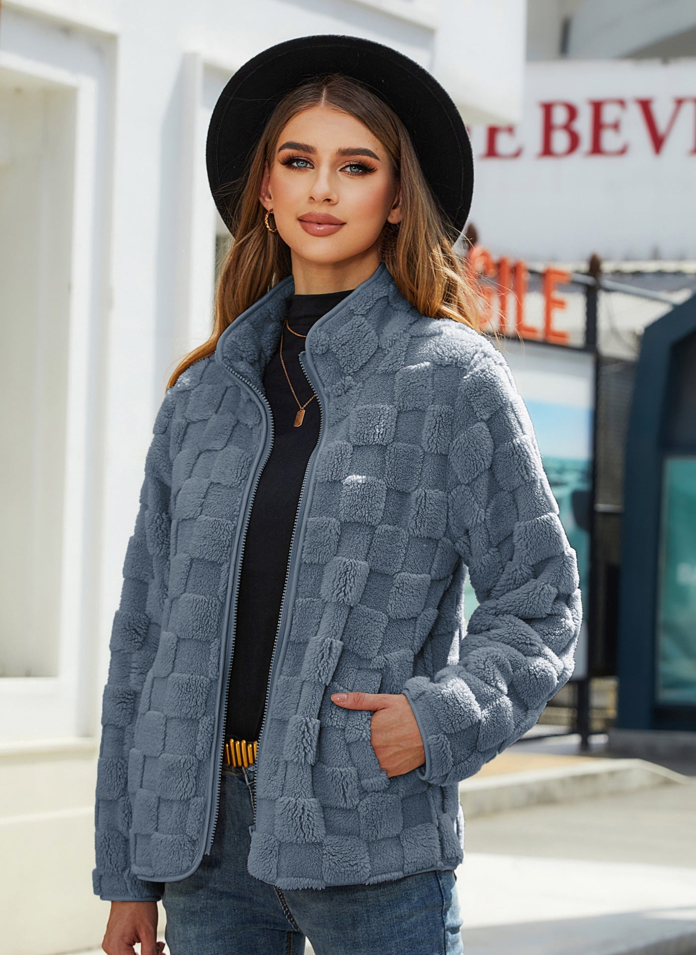 Women's Cozy Transitional Jacket with Textured Surface NOVAE
