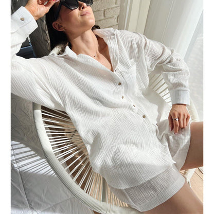 Women's Casual Leisure Suit with Button Details and Convenient Pockets NOVAE