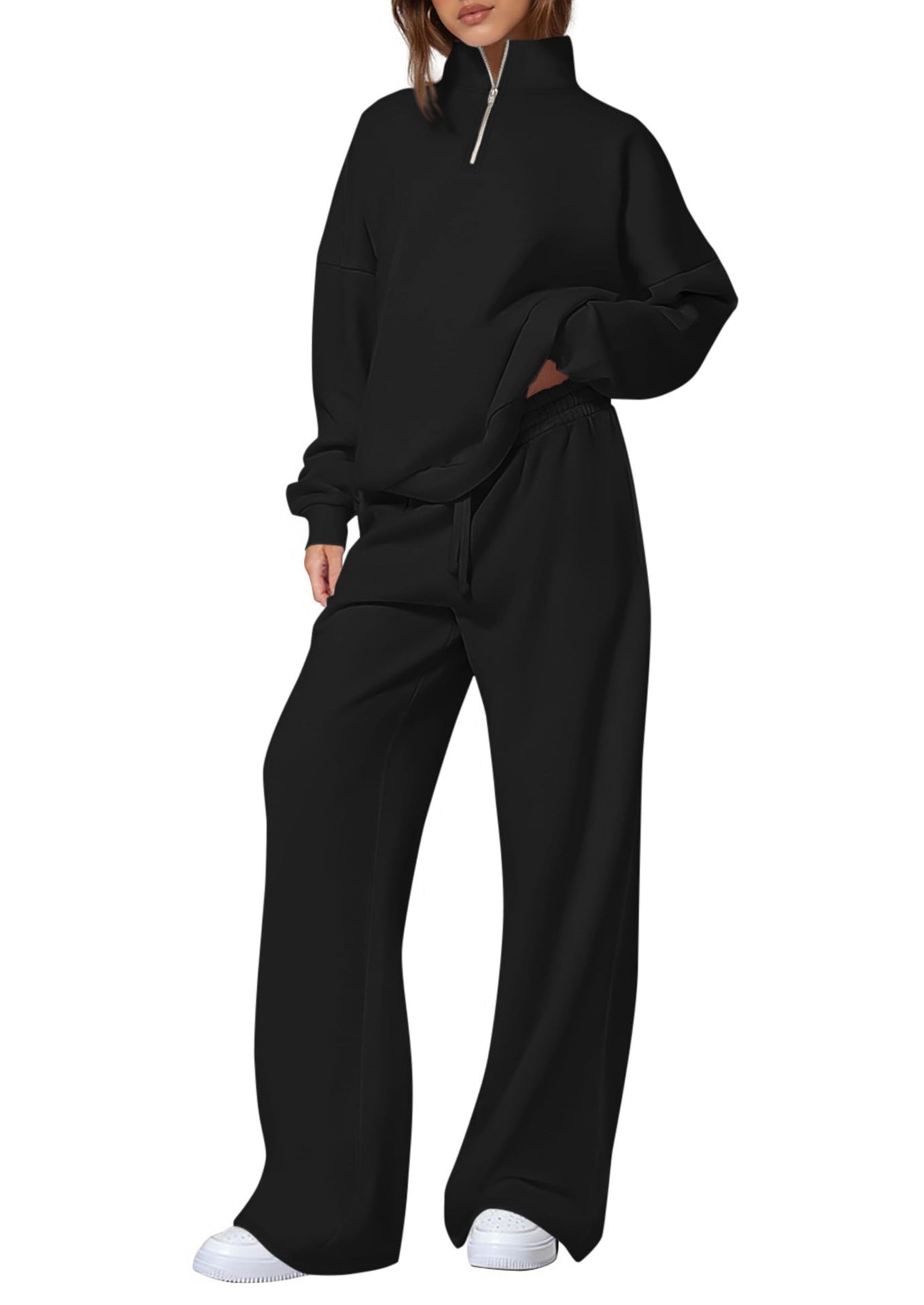 Women's casual sweatpants set with stand-up collar and zipper NOVAE