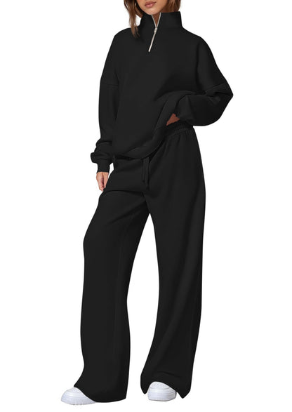 Women's casual sweatpants set with stand-up collar and zipper NOVAE