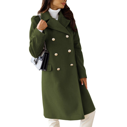 Women's elegant and timeless wool coat with double button placket NOVAE