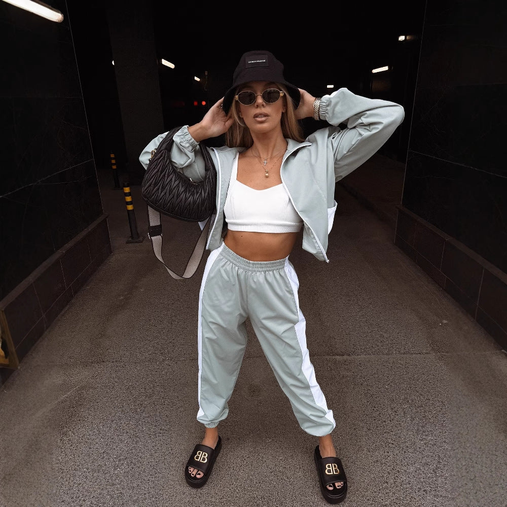 Women's fashionable jumpsuit with high collar and elastic waistband NOVAE