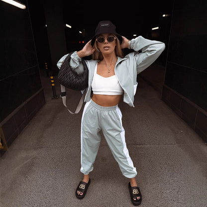 Women's fashionable jumpsuit with high collar and elastic waistband NOVAE