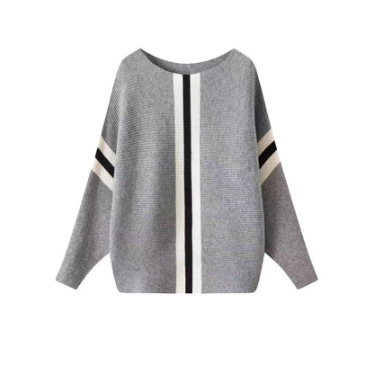 Women's chunky knit sweater with modern stripes NOVAE