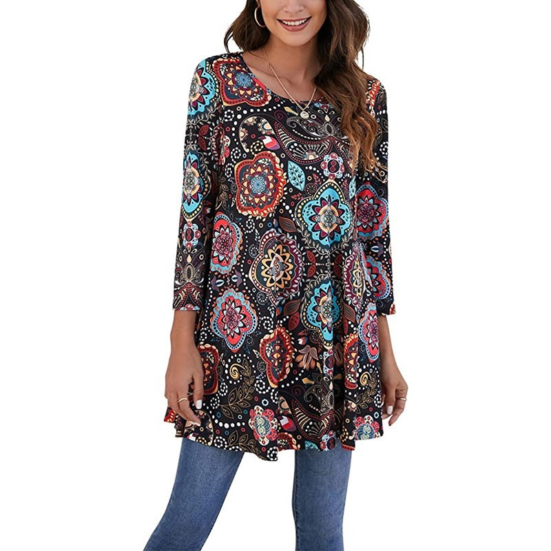 Women's tunic with unique mandala print NOVAE