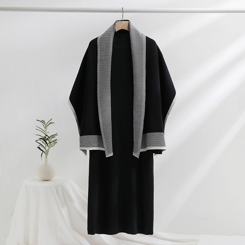 Women's knitted dress with draped cardigan NOVAE