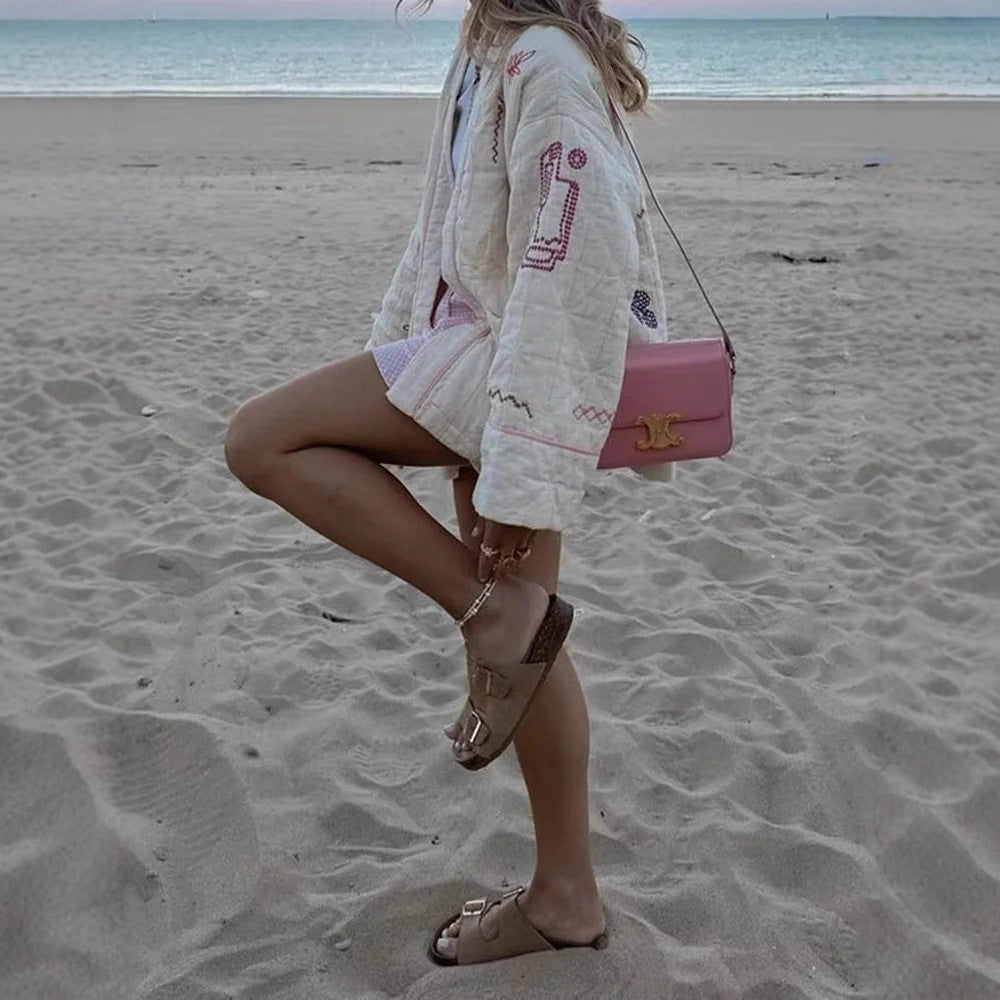 Women's casual kimono jacket with unique embroidery NOVAE